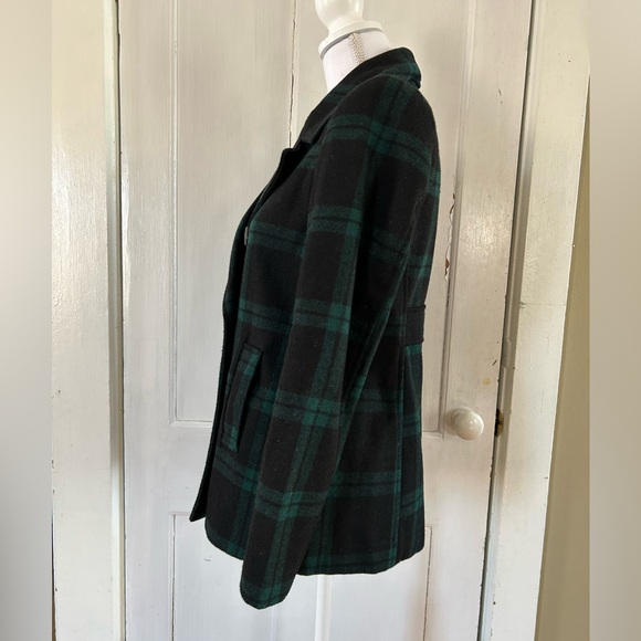 Women’s Old Navy Green and Black Plaid Peacoat size XS - Picture 2 of 7